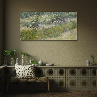 Flowers in the grass Wall art on glass