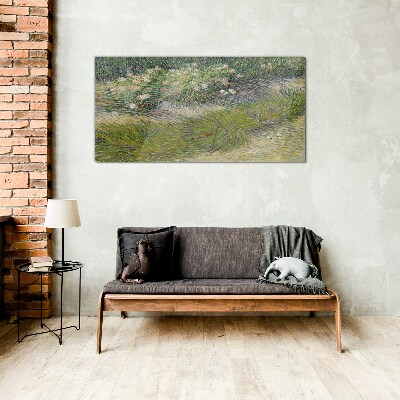 Flowers in the grass Wall art on glass