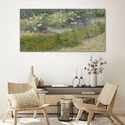 Flowers in the grass Wall art on glass