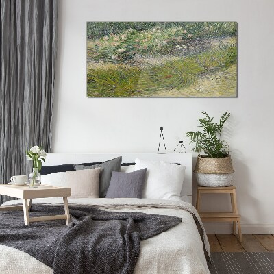 Flowers in the grass Wall art on glass