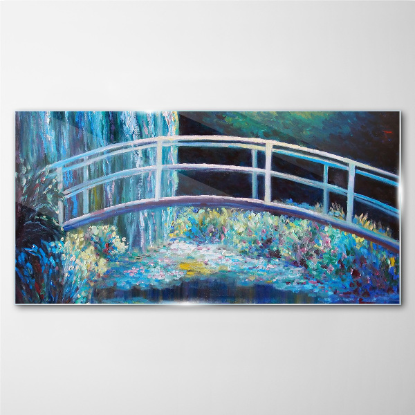 Bridge on the water Wall art on glass