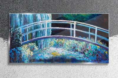 Bridge on the water Wall art on glass