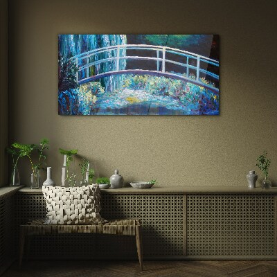 Bridge on the water Wall art on glass