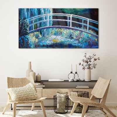 Bridge on the water Wall art on glass