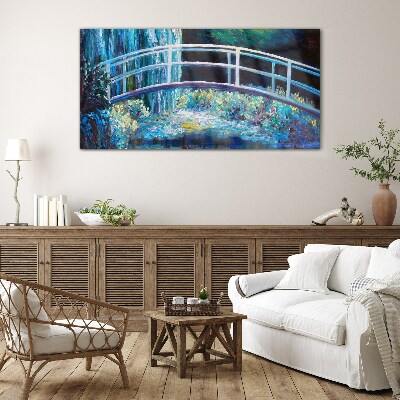 Bridge on the water Wall art on glass