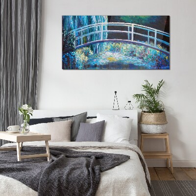 Bridge on the water Wall art on glass