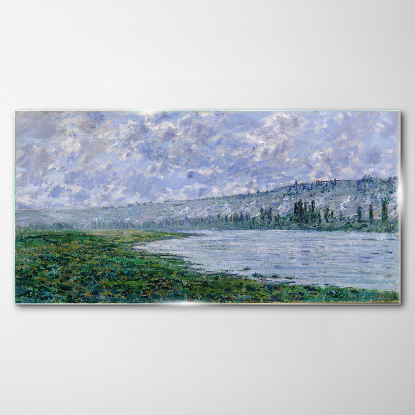 The Seine at Vétheuil Monet Wall art on glass