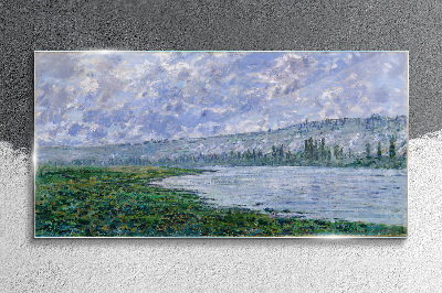 The Seine at Vétheuil Monet Wall art on glass