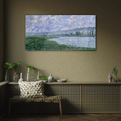 The Seine at Vétheuil Monet Wall art on glass