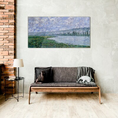 The Seine at Vétheuil Monet Wall art on glass