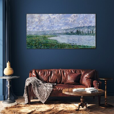 The Seine at Vétheuil Monet Wall art on glass