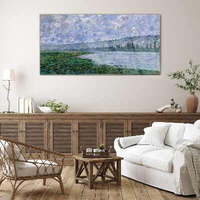 The Seine at Vétheuil Monet Wall art on glass