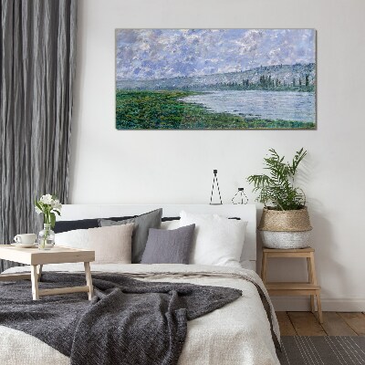 The Seine at Vétheuil Monet Wall art on glass