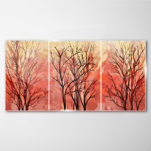 Autumn trees in pastel colors Glass art print