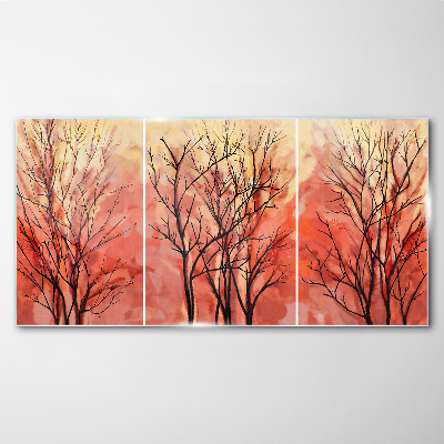 Autumn trees in pastel colors Glass art print