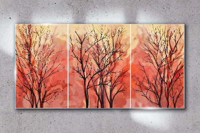 Autumn trees in pastel colors Glass art print