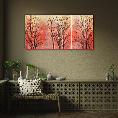 Autumn trees in pastel colors Glass art print