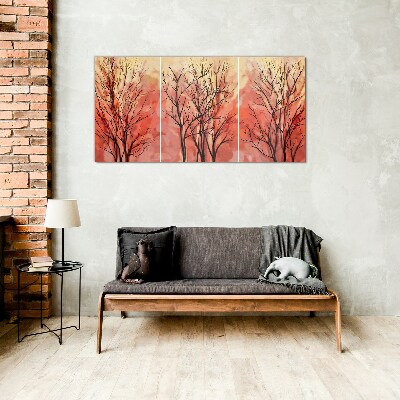 Autumn trees in pastel colors Glass art print