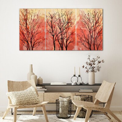 Autumn trees in pastel colors Glass art print