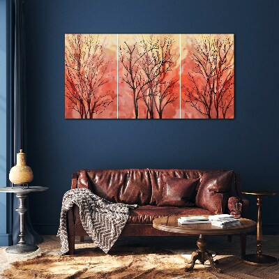 Autumn trees in pastel colors Glass art print