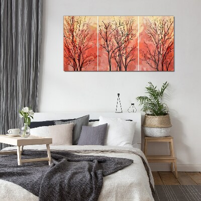 Autumn trees in pastel colors Glass art print