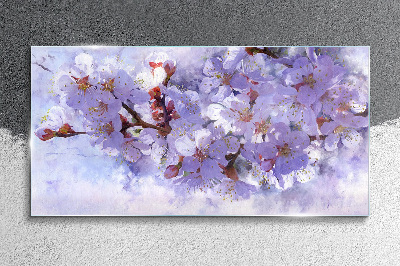 Floral delight in shades of purple Wall art on glass