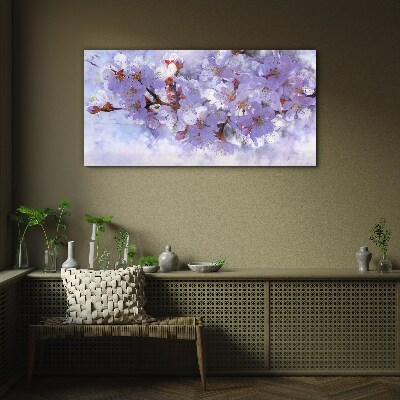 Floral delight in shades of purple Wall art on glass