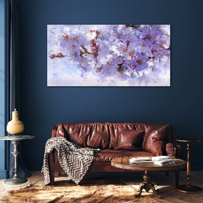 Floral delight in shades of purple Wall art on glass