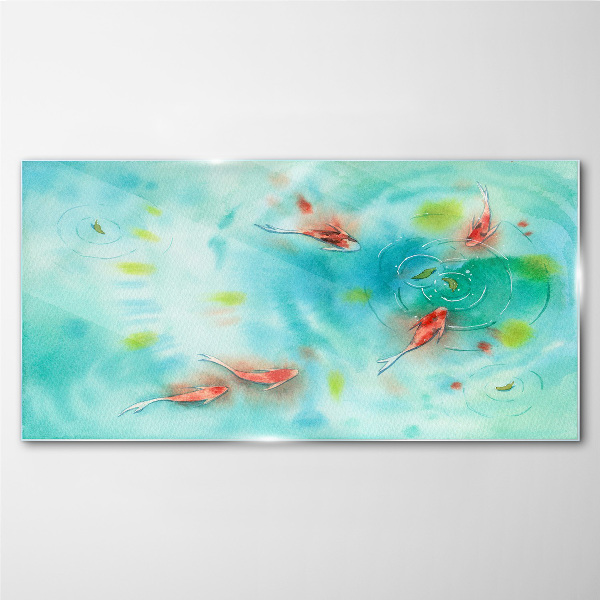 Calm water with fish Wall art on glass