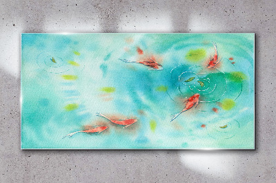 Calm water with fish Wall art on glass