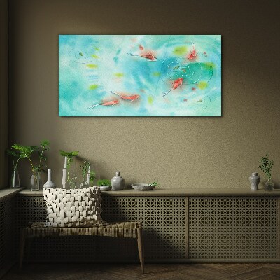 Calm water with fish Wall art on glass
