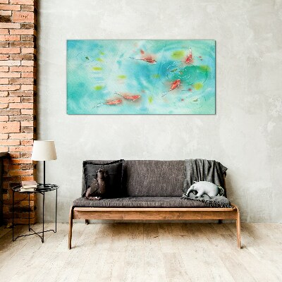 Calm water with fish Wall art on glass