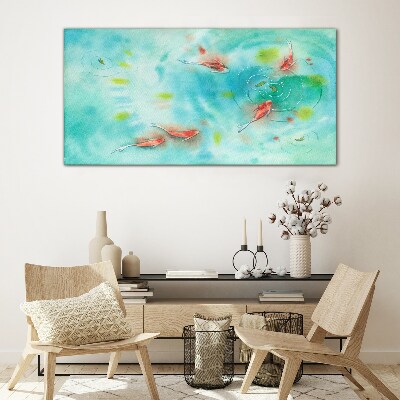 Calm water with fish Wall art on glass
