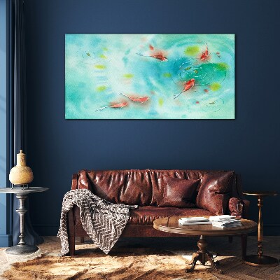 Calm water with fish Wall art on glass