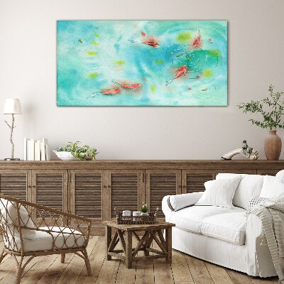Calm water with fish Wall art on glass