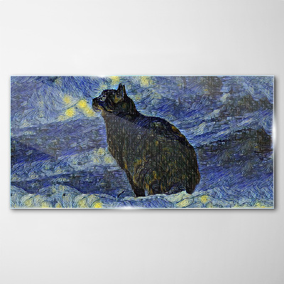 Cat in the night sky Glass art print