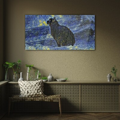 Cat in the night sky Glass art print