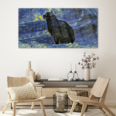 Cat in the night sky Glass art print