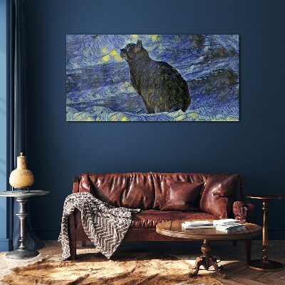 Cat in the night sky Glass art print