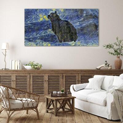 Cat in the night sky Glass art print