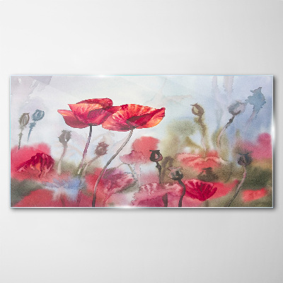 Flower painting Glass Wall Art