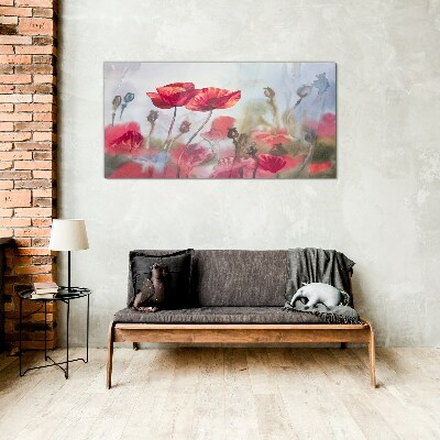 Floral dreams in pastel shades Wall art on glass