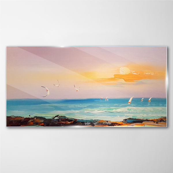 A peaceful sunset over the sea Glass art print