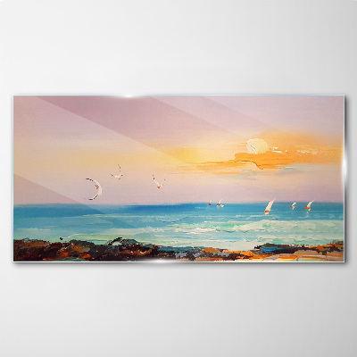 A peaceful sunset over the sea Glass art print