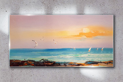 A peaceful sunset over the sea Glass art print