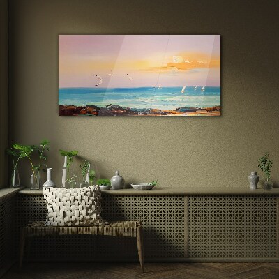 A peaceful sunset over the sea Glass art print