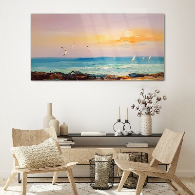 A peaceful sunset over the sea Glass art print