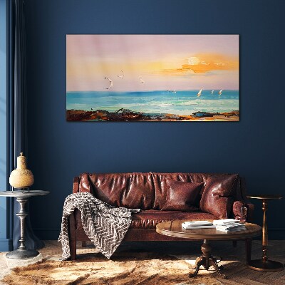 A peaceful sunset over the sea Glass art print
