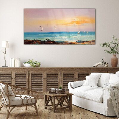 A peaceful sunset over the sea Glass art print