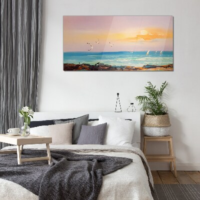 A peaceful sunset over the sea Glass art print